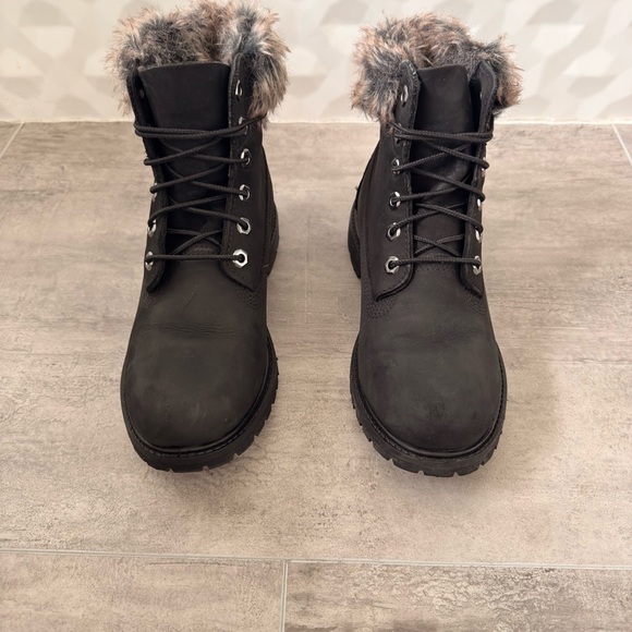 Timberland Women’s Black Nordic Premium 6” Boots Fur Trim Size 8 - Picture 6 of 15